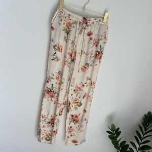 ZARA Elastic High Waist Floral Pants Sz L